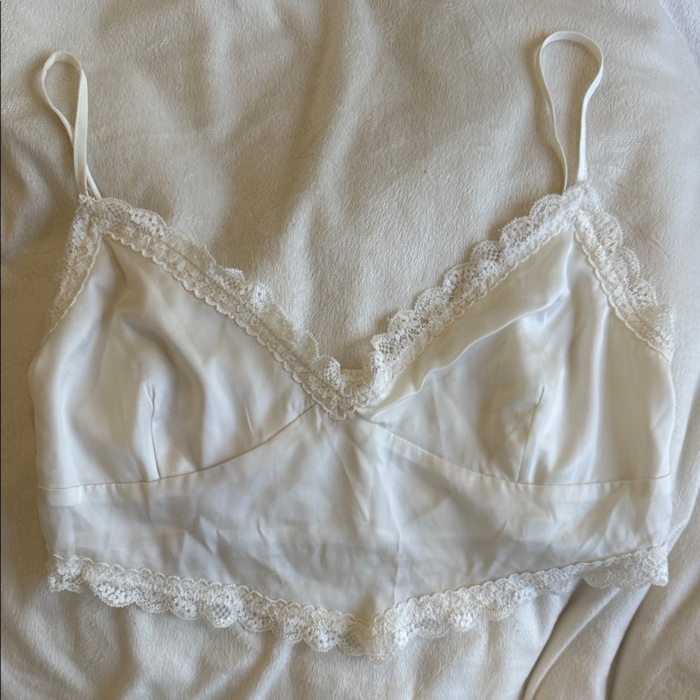 Garage White Lace Trim Camisole Bralette